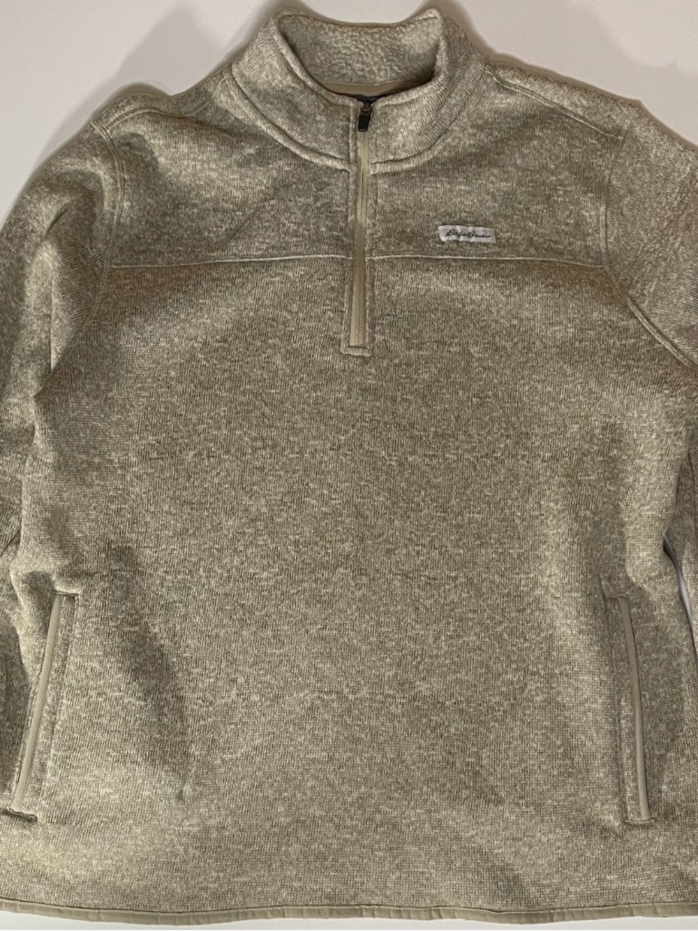 Eddie Bauer Men's V-Neck Half-Zip Sweater - Olive Heather